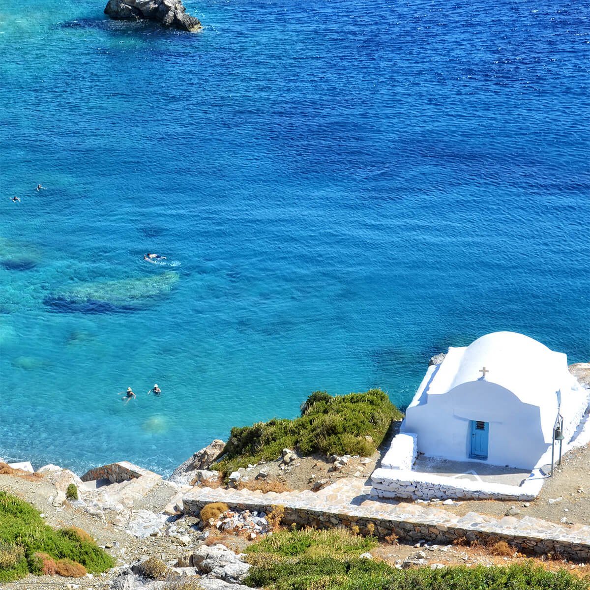 Agia Anna Beach on Amorgos island Cyclades Greece